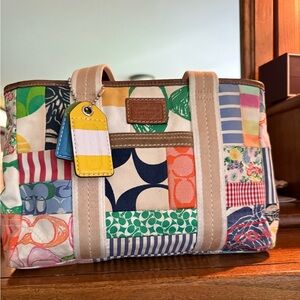 Vintage Coach signature patchwork handbag